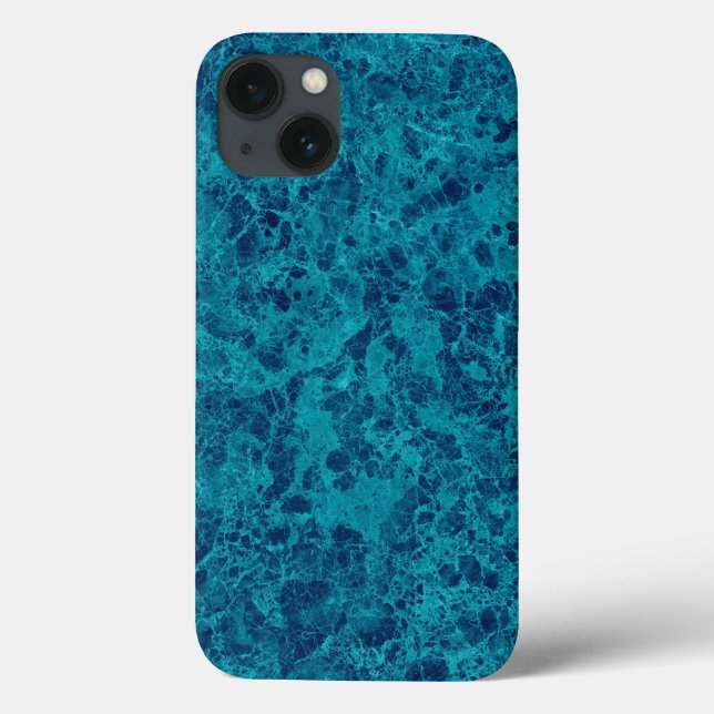 Funda De Case-Mate Para iPhone Tejido de mármol azul Terrazzo (Reverso)