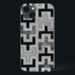 Funda Para iPhone 13 Tejido de paño negro africano con patrones geométr<br><div class="desc">Esta impresión fue hecha por Norman Wyatt,  Jr. al estilo de un paño de lodo africano. Los tejidos de lodo se originaron en Mali y son un signo de identidad cultural. Muestra tu amor por la cultura global y los patrones geométricos comprando esta impresión!</div>
