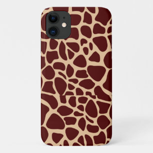 Funda Para iPhone 11 Tejido de piel de jirafa Patrón marrón oscuro