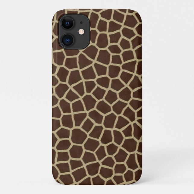 Funda De Case-Mate Para iPhone Tejido de piel de jirafa Patrón marrón oscuro (Reverso)