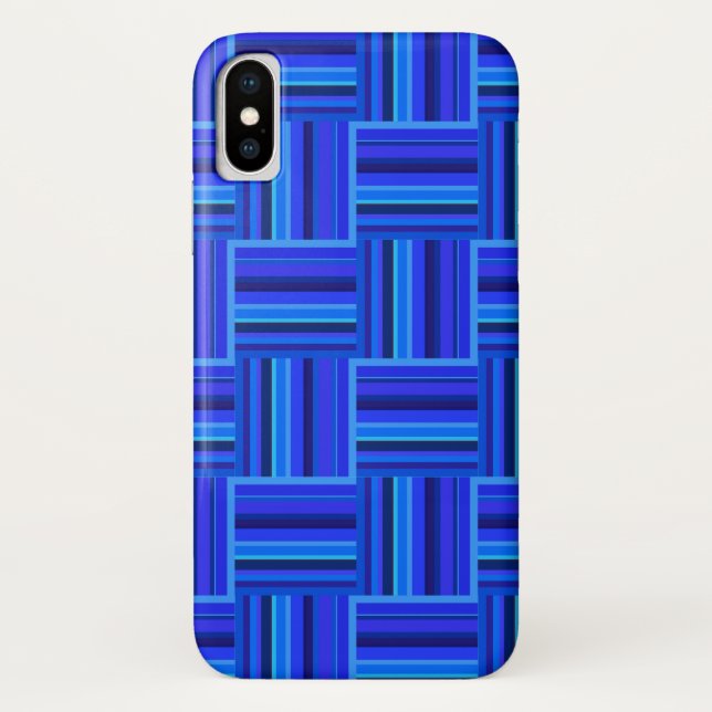 Funda De Case-Mate Para iPhone Tejido de rayas azules (Reverso)