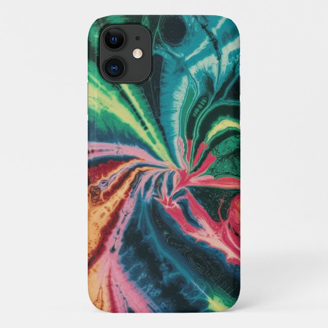 Funda De Case-Mate Para iPhone Tejido estético de arcoiris cúbico (Reverso)