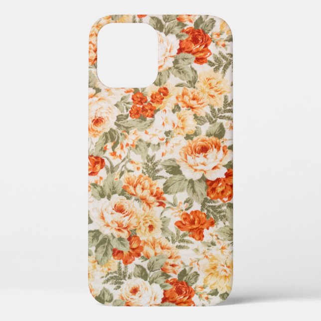 Funda De Case-Mate Para iPhone Tejido floral clásico de época (Reverso )