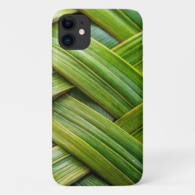 Funda De Case-Mate Para iPhone Tejido fresco de bambú verde (Reverso)