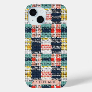 Funda Para iPhone 15 Tejido vibrante - Patrón retro Boho controlado