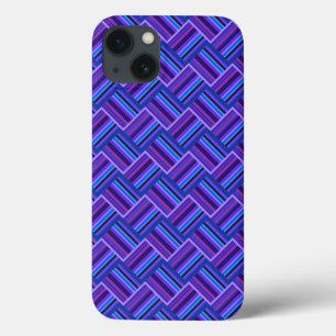 Funda Para iPhone 13 Tejidos de rayas azules y violetas Funda-Mate iPho