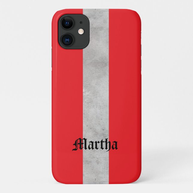 Funda De Case-Mate Para iPhone Tejidos de rayas grises y rojas (Reverso)