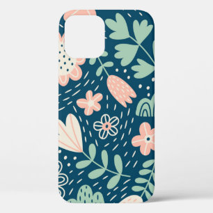 Funda Para iPhone 12 Tejidos estilizados florales a mano. Patrón de foc