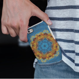Funda Para iPhone 11 Tejidos Mandala amarillo azul y rojo
