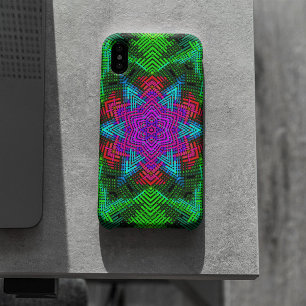 Funda Para iPhone 11 Tejidos Mandala Azul rosa y Verde