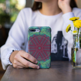 Funda Para iPhone 11 Tejidos Mandala Azul verde y rojo