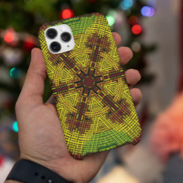 Funda Para iPhone 11 Tejidos Mandala Rojo Amarillo y Verde