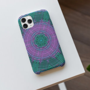 Funda Para iPhone 11 Tejidos Mandala rosa y azul