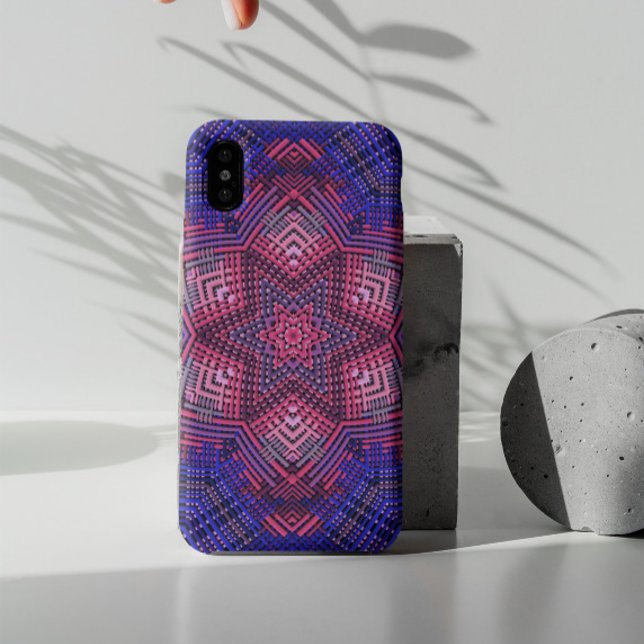 Funda De Case-Mate Para iPhone Tejidos Mandala rosa y azul (Subido por el creador)