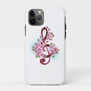 Funda Para iPhone 11 Pro Tejidos musicales notas de colores con flores de S