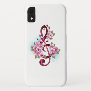 Funda Para iPhone XR Tejidos musicales notas de colores con flores de S