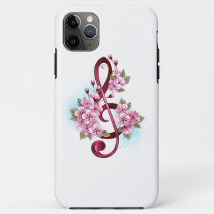 Funda Para iPhone 11 Pro Max Tejidos musicales notas de colores con flores de S