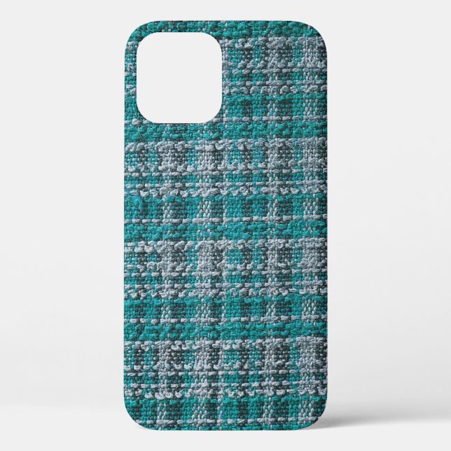 Funda De Case-Mate Para iPhone Tejidos turquesa, fondo texturado. (Reverso )
