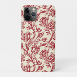 Funda Para iPhone 11 Pro Tela de Tulipanes Rojo y Crema - Decoración campes