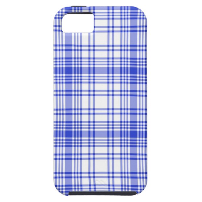 Funda De Case-Mate Para iPhone Tela escocesa blanca azul 2 (Atrás)
