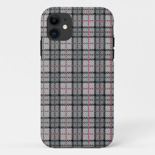 Funda Para iPhone 11 Tela escocesa del pixel en gris con la raya roja