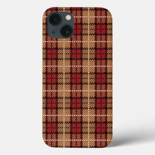 Funda Para iPhone 13 Tela escocesa del pixel en rojo y oro