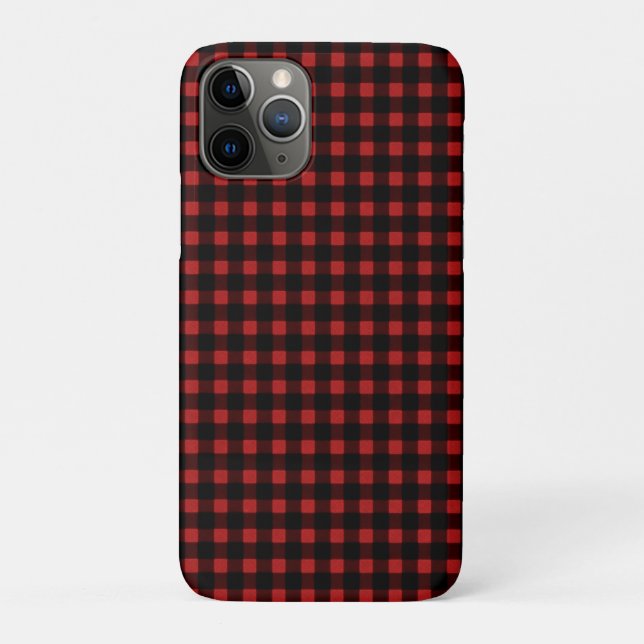 Funda De Case-Mate Para iPhone Tela escocesa negra roja del búfalo del invierno (Reverso)