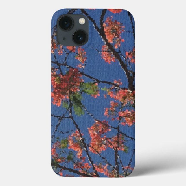 Funda De Case-Mate Para iPhone Tela floral, azul (Reverso)