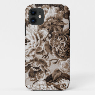 Funda Para iPhone 11 Tela floral No.1 de Toile del vintage de Brown de