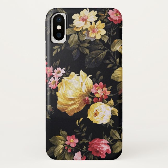 Funda De Case-Mate Para iPhone tela floral retro (Reverso)