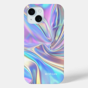 Funda Para iPhone 15 Tela metálica brillante irlandesa, nombre blanco p