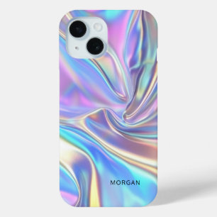 Funda Para iPhone 15 Tela metálica brillante irlandesa, nombre negro pe