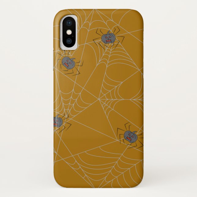 Funda De Case-Mate Para iPhone telaraña y calabazas de Halloween (Reverso)