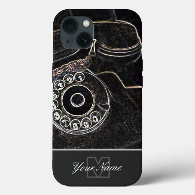 Funda De Case-Mate Para iPhone Teléfono antiguo retro de Neon-Pop-Art con Monogra (Reverso )