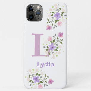 Funda Para iPhone 11 Pro Max Teléfono Case Nombre inicial Plus - Diseño floral