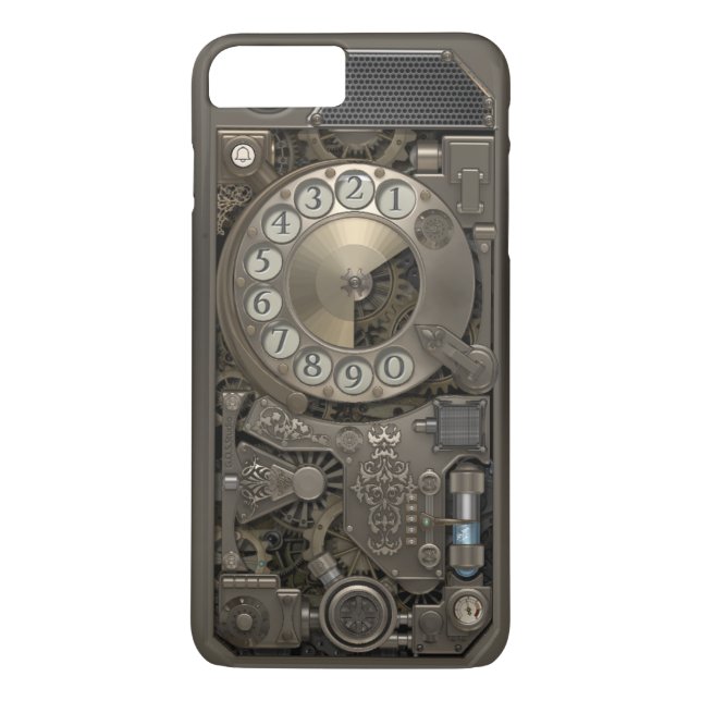 Funda De Case-Mate Para iPhone Teléfono de dial metalizado rotatorio de Steampunk (Reverso)