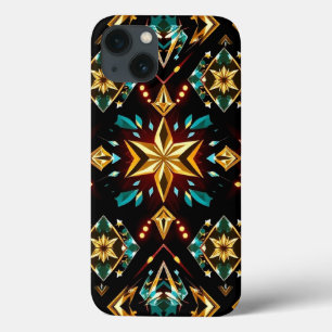Funda Para iPhone 13 Teléfono del patrón de diamante amarillo brillante