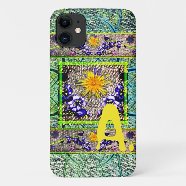 Funda De Case-Mate Para iPhone Teléfono monograma Dandelion Bluebell Denim Spring (Reverso)
