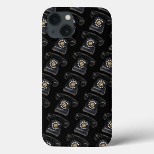 Funda Para iPhone 13 Teléfono rotario negro vintage