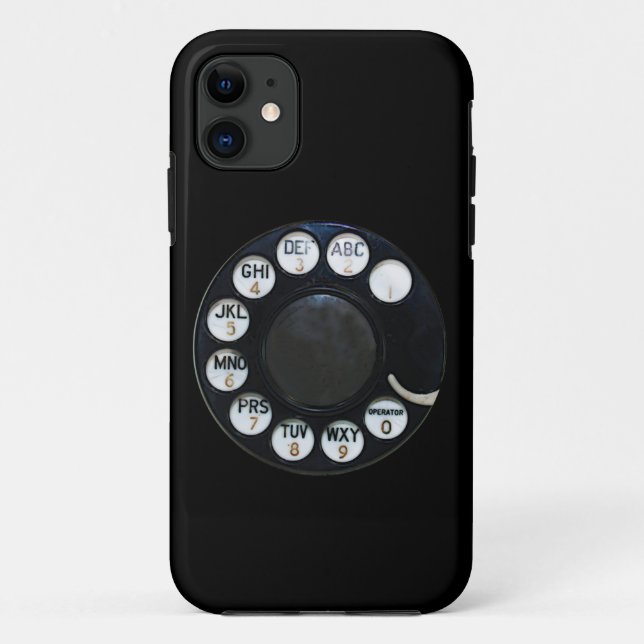 Funda De Case-Mate Para iPhone Teléfono rotativo negro retro (Reverso)