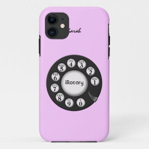 Funda Para iPhone 11 Teléfono rotatorio retro rosado del estilo