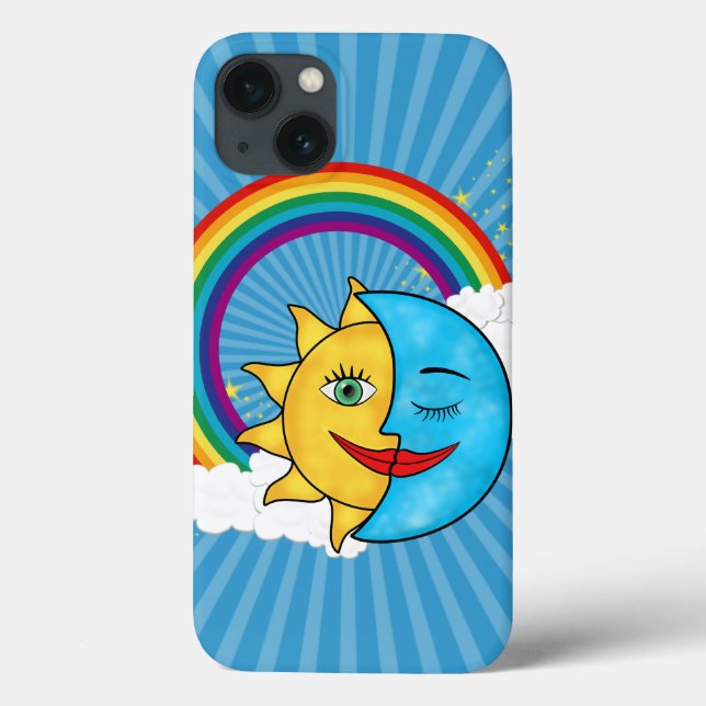 Funda De Case-Mate Para iPhone Tema celestial Sol Luna Arcoiris (Reverso)