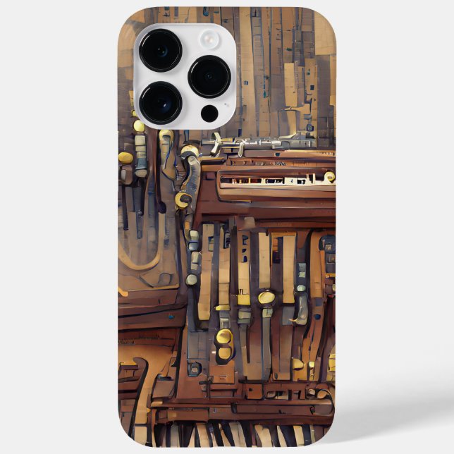 FUNDA DE Case-Mate PARA iPhone TEMA DE ESTEAMPUNK MUSICAL BROWN (Reverso)