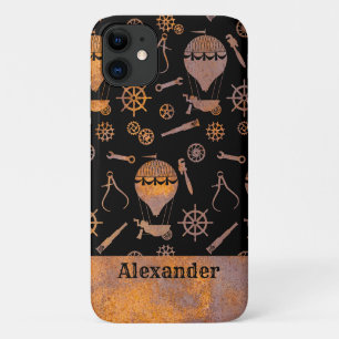 Funda Para iPhone 11 Tema de Globos Oxidados Steampunk con Nombre Perso