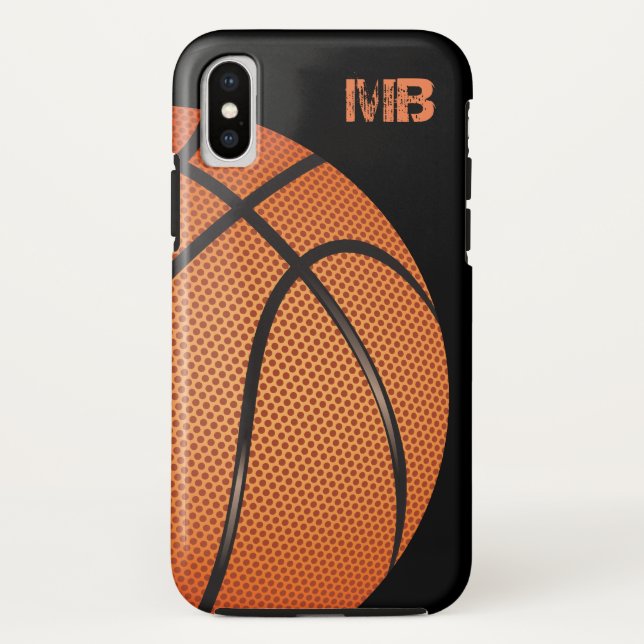 Funda De Case-Mate Para iPhone Tema de Monograma de Baloncesto Masculino Genial (Reverso)