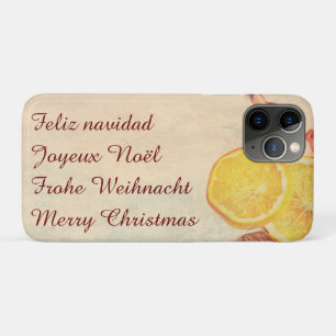 Funda Para iPhone 11 Pro Tema de Navidad con Frutas en Aspecto Vintage Past