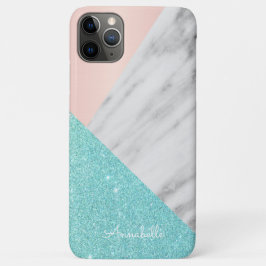 Funda Para iPhone 11 Pro Max Tema del Mármol rosa y azul