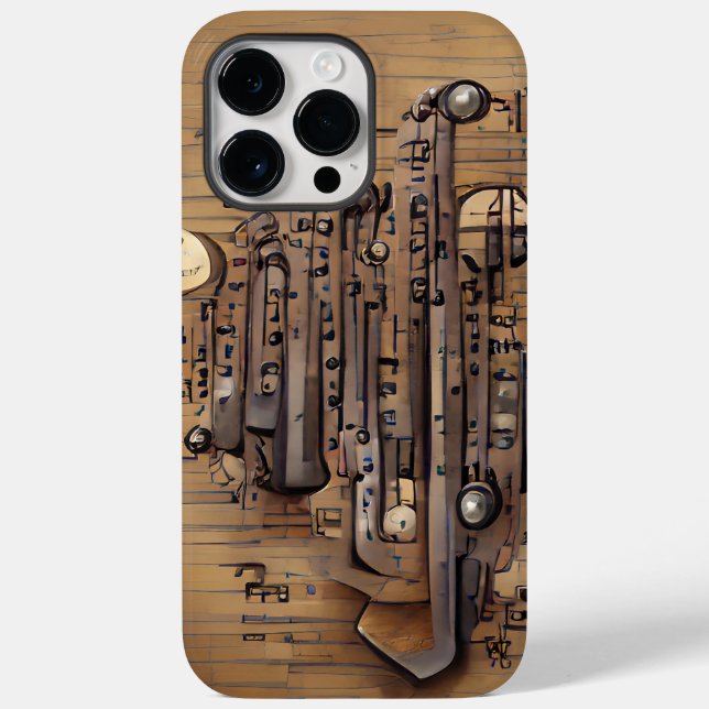 FUNDA DE Case-Mate PARA iPhone TEMA MUSICAL STEAMPUNK MARRÓN (Reverso )