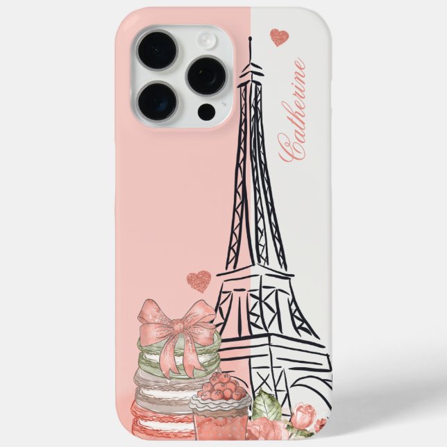 Funda De Case-Mate Para iPhone Tema romántico de París personalizado (Reverso )