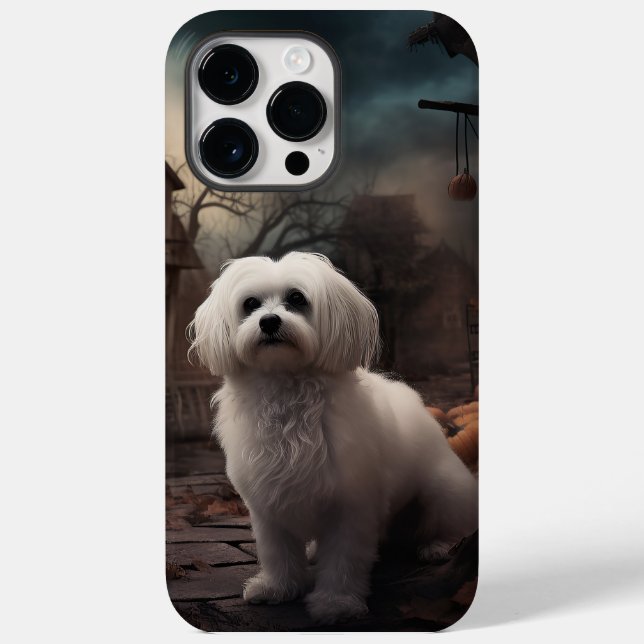 Funda De Case-Mate Para iPhone Temeroso de Halloween maltés (Reverso )